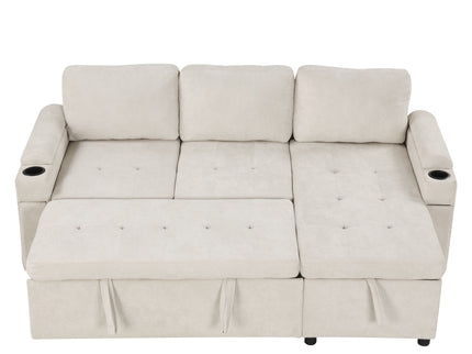 Convertible L Shaped Sofa Couch With Storage, Cup Holders, USB Ports