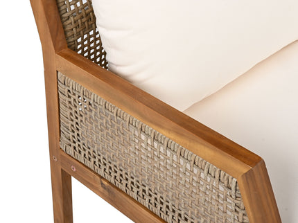 Acacia Wood Patio Furniture Club Chair, Outdoor Wicker Armchair, Deep Seating With Soft Cushions For Porch - Teak / Mix Brown