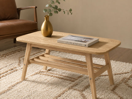 Coffee Table With Double Layer Storage For Living Rooms - Wood