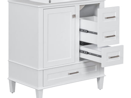 Bathroom Vanity, Modern Bathroom Cabinet With Sink Combo Set, Bathroom Storage Cabinet With A Soft Closing Door And 3 Drawers, Solid Wood Frame