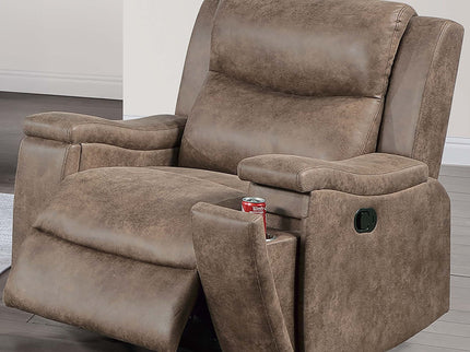 Manual Recliner With Hidden Cup Holder, Padded Seat And Backrest - Auburn