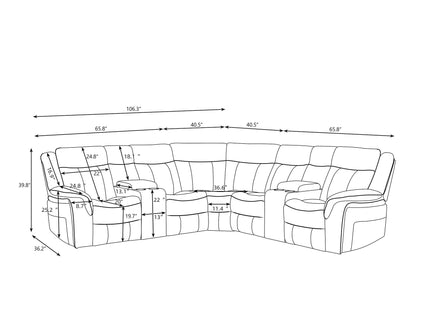 Jupiter - Leather Sectional - Black