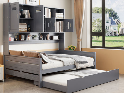 Daybed With All-In-One Cabinet And Shelf