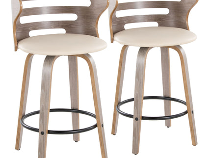 Cosini - Mid Century Modern Fixed Height Barstool With Swivel And Round Footrest (Set of 2)