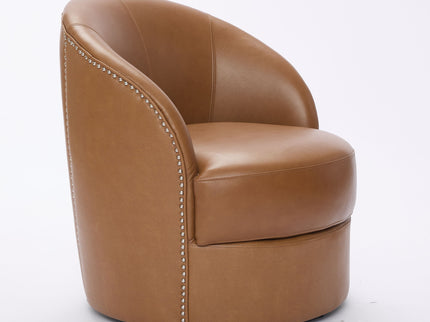Swivel Accent Chair With 360° Smooth Spin - Black / Light Brown / Silver