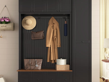 Entryway Hall Tree With Storage Bench, Coat Rack Shoe Bench With Cabinets