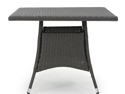 Outdoor Rattan Square Dining Table With 4 Legs - Gray