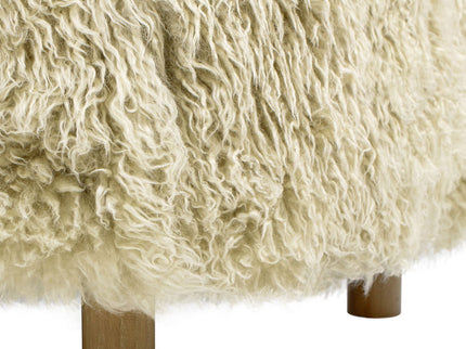 Enchante - New Zealand Sheepskin Rectangular Accent Ottoman - Taupe / Natural