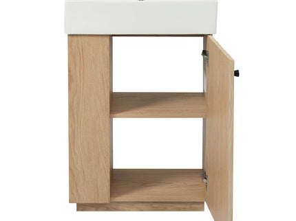 Bathroom Vanity With Sink, Freestanding Wood Grain Cabinet With Storage