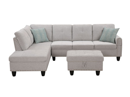 Alger - Left Hand Facing Sofa & Chaise With Ottoman