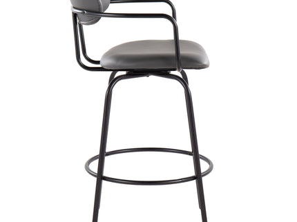 Demi - Contemporary Fixed Height Counter Stool With Swivel With Round Footrest (Set of 2)
