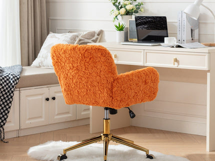 Office Chair, Artificial Rabbit Hair Home Office Chair With Metal Base, Adjustable Desk Chair Swivel Office Chair, Vanity Chair