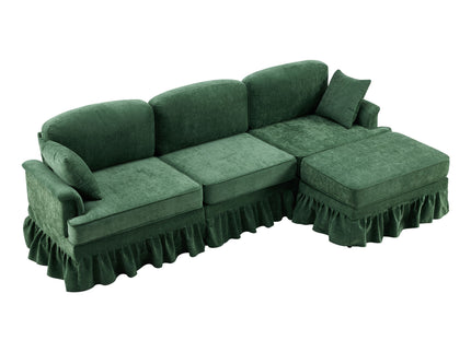 Cloud Sofa With Removable Ruffled Skirt With Ottoman And Flared Arms