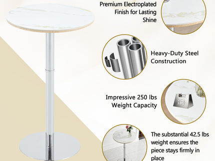 Circular Bar Table - White / Silver