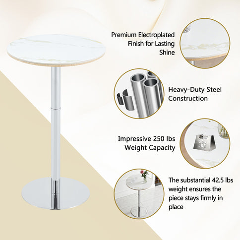Circular Bar Table - White / Silver