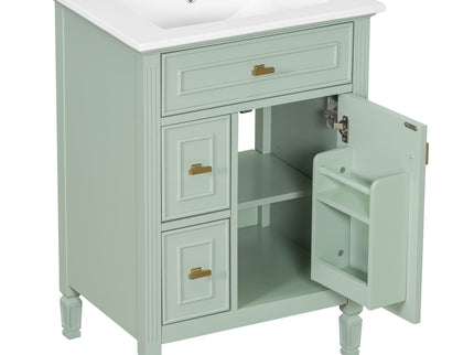 Modern Bathroom Vanity With Sink, Flip Drawer, 2 Drawers, Adjustable Shelf