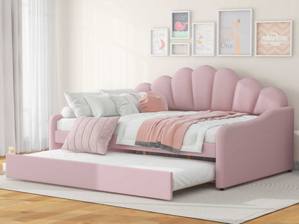 Upholstery Daybed Frame With Shell Shaped Backrest