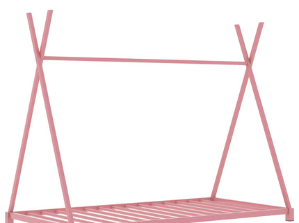 Metal House Platform Bed With Triangle Structure, Low Profile Design