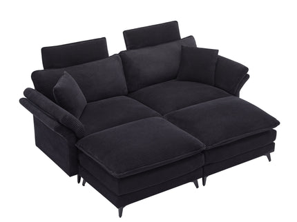 Modern Deep Seat Sectional Sofa With Ottoman