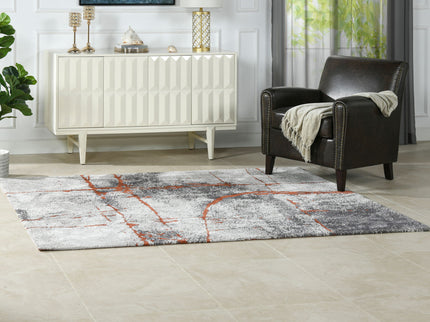 Quarry - 5' X 6.5' Abstract Area Rug - Gray / Orange