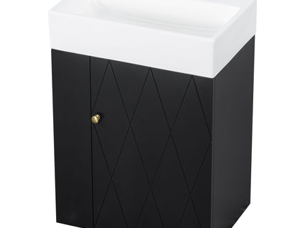 Modern Bathroom Vanity With Sink, Diamond Pattern Doors