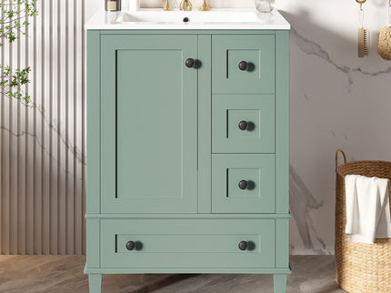 Bathroom Vanity With Integrated Basin, Soft Close Drawers, Door Mounted Double Layer Shelf