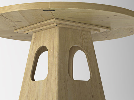 Farmhouse Round Dining Table With Storage Base