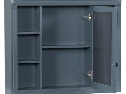 Wall Mounted Bathroom Storage Cabinet With Mirror, Cabinet With 6 Open Shelves And Adjustable Interior