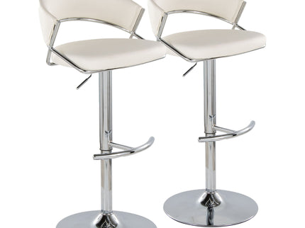 Jie - Contemporary Adjustable Barstool With Swivel & Rounded T Footrest (Set of 2)