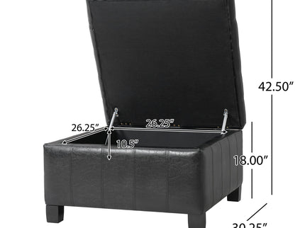 Square Tufted Indoor Ottoman With Lift-Top Storage