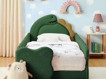 Cute Dinosaur Shaped Bed With Safety Guardrail, Toddler Frame
