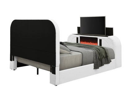 Shelyn - Bed With LED, TV Stand, Fireplace & Bluetooth