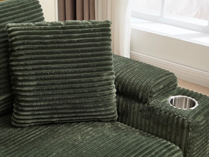 Convertible Sectional Sofa Bed Set With Armrest Storage, Cup Holder, USB, 4 Seater - Green