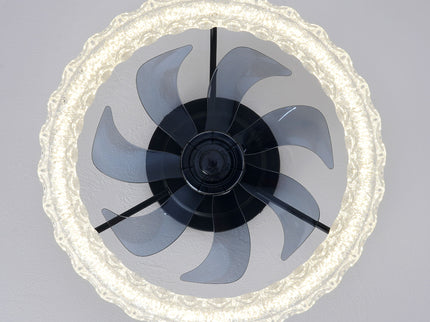 LED Light Source And Remote Control, 3000 - 6500K Dimmable Flush Mount LED Fan Light, 6 Speeds, Quiet DC Motor - Matte Black