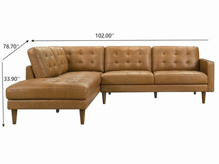 Lucco - L-Shaped Sectional Sofa With Chaise - Tan