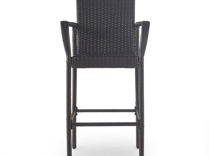 Outdoor Wicker Barstools With Rattan And Iron Frame