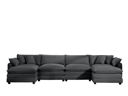 Modular Oversized Cushion Sofa With Ottoman, Low Back, Deep Seating Sofa Set