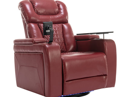 270 Degree Swivel Power Recliner With Tray Table, Phone Holder, Cup Holder, USB Port