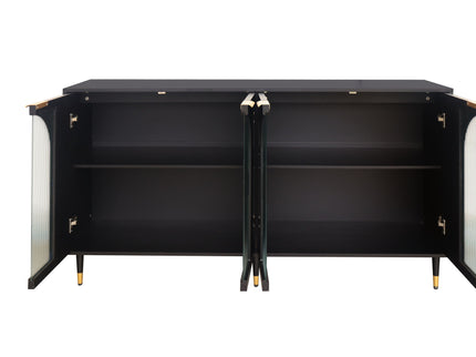 Accent Cabinet Lacquered Wooden Cabinet With 4 Glass Doors Sideboard Buffet Server Cabinet Storage Cabinet, For Living Room, Entryway, Hallway, Office, Kitchen And Dining Room