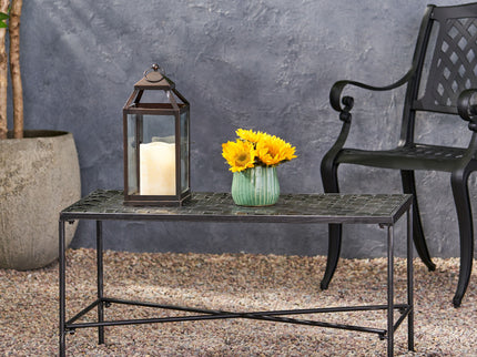 Luna - Outdoor Iron Coffee Table - Black Brush Silver