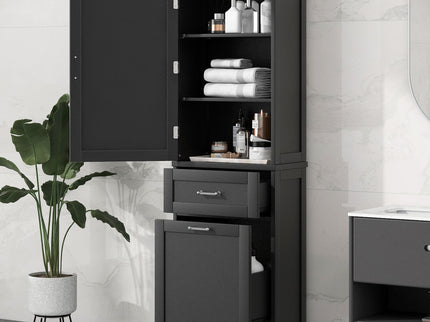 Tall Freestanding Bathroom Storage Cabinet With Adjustable Shelf And 2 Drawers