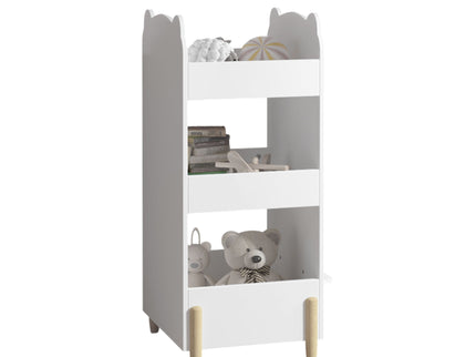 Bear Shaped Bookshelf With Chalkboard Side, 3 Tier Storage Organizer For Playroom - White