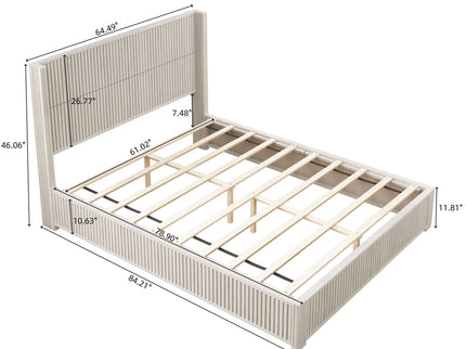 Platform Bed Frame With Headboard, Floor Standing Design