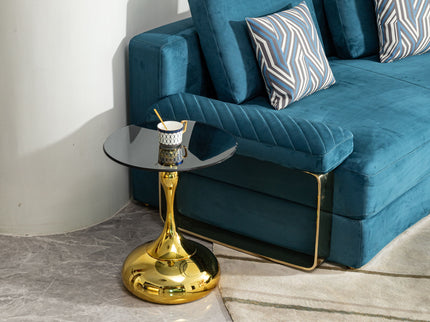 Modern Minimalist Coffee Table With Steel Legs And Tempered Glass Top