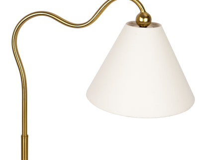 Ornate - Ring Base Curved Table Lamp With Triangle Drum Shade - Gold / White