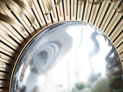 Sunburst Design Wall Mirror Decorative en For Entryway, Modern Living Room - Gold