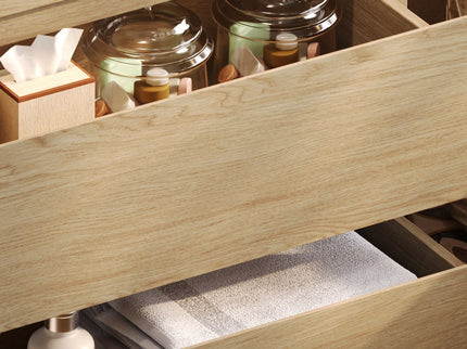 Freestanding Bathroom Vanity With Ceramic Sink, 2 Full Extension Drawers