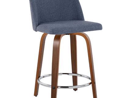 Toriano - Mid Century Modern Fixed Height Counter Stool With Swivel With Round Footrest (Set of 2)
