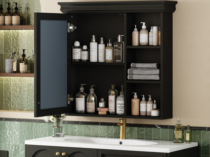 Wall Mounted Bathroom Medicine Cabinet With Mirror And Adjustable Storage With Soft Close Hinges
