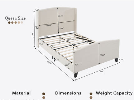 Platform Bed Frame With Tall Headboard And High Footboard